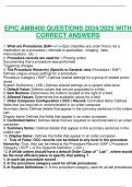 EPIC AMB400 QUESTIONS 2024/2025 WITH CORRECT ANSWERS