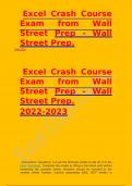 Excel Crash Course Exam from Wall Street Prep - Wall Street Prep. 2022-2023