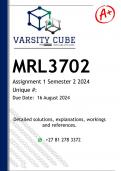 MRL3702 Assignment 1 (DETAILED ANSWERS) Semester 2 2024 - DISTINCTION GUARANTEED 