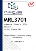 MRL3701 Assignment 1 (DETAILED ANSWERS) Semester 2 2024 - DISTINCTION GUARANTEED