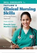 Test Bank For Taylor’s Clinical Nursing Skills A Nursing Process Approach 3th Edition by Pamela B Lynn,MSN,RNAll Chapters | A+ ULTIMATE GUIDE 2023