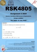 RSK4805 Assignment 2 (COMPLETE ANSWERS) 2024 - DUE 12 July 2024 