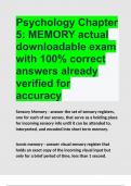 Psychology Chapter 5 MEMORY actual downloadable exam with 100- correct answers