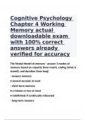 Cognitive Psychology: Memory actual downloadable exam with 100% correct answers already verified for accuracy