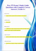 Psyc 375 Exam 2 Study Guide Questions with Complete Correct Answers | Grade A+