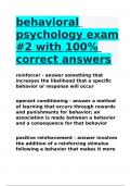 behavioral psychology exam #2 with 100% correct answers