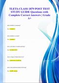 TLETA CLASS 1879 POST TEST  STUDY GUIDE Questions with  Complete Correct Answers | Grade  A+