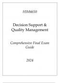 (Capella) HIM4650 Decision Support & Quality Management Comprehensive Final Exam Guide