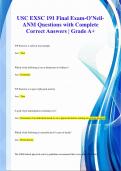 USC EXSC 191 Final Exam-O'NeilANM Questions with Complete  Correct Answers | Grade A+