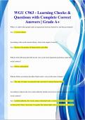 WGU C963 - Learning Checks &  Questions with Complete Correct  Answers | Grade A+