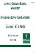 MANCOSA ADBM operations in supply chain management Revision 