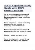 Social Cognition Study Guide with 100% correct answers