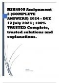 RSK4805 Assignment 2 (COMPLETE ANSWERS) 2024 - DUE 12 July 2024 ; 100% TRUSTED Complete, trusted solutions and explanations.