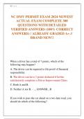 NC DMV PERMIT EXAM 2024 NEWEST  ACTUAL EXAM COMPLETE 300  QUESTIONS WITH DETAILED  VERIFIED ANSWERS (100% CORRECT  ANSWERS) / ALREADY GRADED A+ //  BRAND NEW!!