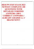 HESI PN EXIT EXAM 2023 NEWEST COMPLETE 180  QUESTIONS WITH  DETAILED VERIFIED  ANSWERS (100%  CORRECT ANSWERS) /  ALREADY GRADED A+ //  BRAND NEW!!