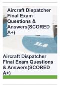 Aircraft Dispatcher Final Exam Questions & Answers(SCORED A+)