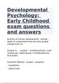 Developmental Psychology: Early Childhood exam questions and answers
