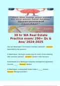 30 hr WA Real Estate Practice exam/ 290+ Qs & Ans/ 2024-2025.