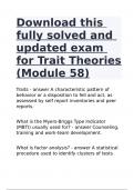 Download this fully solved and updated exam for Trait Theories (Module 58)