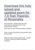 Download this fully solved and updated exam for 7.9 Trait Theories of Personality