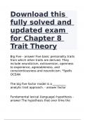 Download this fully solved and updated exam for Chapter 8 Trait Theory