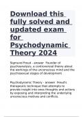 Download this fully solved and updated exam for Psychodynamic Theory 2024