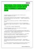 NATIONAL FFA FOOD SCIENCE &TECHNOLOGY EXAM WITH 100% CORRECT ANSWERS 2024