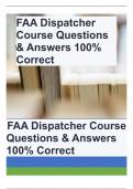 FAA Dispatcher Course Questions & Answers 100% Correct