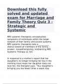 Download this fully solved and updated exam for Marriage and Family Theory Quiz 3 -Strategic and Systemic