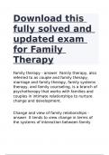 Download this fully solved and updated exam for Family Therapy