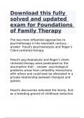 Download this fully solved and updated exam for Foundations of Family Therapy