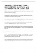 MARYVILLE PHARM 615 EXAM 2 ELLE'S REVIEW QUESTIONS AND ANSWERS WITH SOLUTIONS 2024