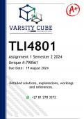 TLI4801 Assignment 1 (DETAILED ANSWERS) Semester 2 2024 - DISTINCTION GUARANTEED