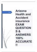 Arizona Health and Accident insurance EXAM QUESTIONS & ANSWERS 100% ACCURATE!!