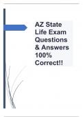 AZ State Life Exam Questions & Answers 100% Correct!!