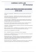 CATH LAB PROCEDURES QUIZZES AND ANS