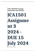 Exam (elaborations) ICA1501 Assignment 3 (COMPLETE ANSWERS) 2024 (843715)- DUE 15 July 2024  •	Course •	Introduction to Creative Art (ICA1501) •	Institution •	University Of South Africa (Unisa) •	Book •	Creative Arts for Early Childhood