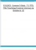 U1L5C2 - Lesson 5 Quiz_ 7.1 TTL 706 Teaching Content Literacy in Grades k-12