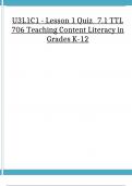 U3L1C1 - Lesson 1 Quiz_ 7.1 TTL 706 Teaching Content Literacy in Grades K-12