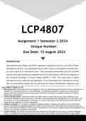 LCP4807 Assignment 1 (ANSWERS) Semester 2 2024 - DISTINCTION GUARANTEED