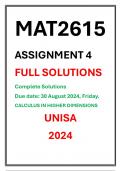 MAT2615 Assignment 4 Complete Solutions UNISA 2024 Due date 30 August 2024 Friday Calculus in Higher Dimensions