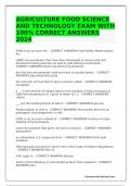 AGRICULTURE FOOD SCIENCE AND TECHNOLOGY EXAM WITH 100% CORRECT ANSWERS 2024