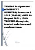 TLI4801 Assignment 1 (COMPLETE ANSWERS) Semester 2 2024 (790561) - DUE 19 August 2024 ; 100% TRUSTED Complete, trusted solutions and explanations