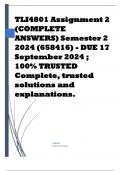 TLI4801 Assignment 2 (COMPLETE ANSWERS) Semester 2 2024 (658416) - DUE 17 September 2024 ; 100% TRUSTED Complete, trusted solutions and explanations.