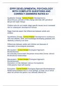 EPPP DEVELOPMENTAL PSYCHOLOGY WITH COMPLETE QUESTIONS AND  CORRECT ANSWERS RATED A+