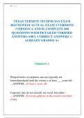 TEXAS TERMITE TECHNICIAN EXAM  2024 NEWEST ACTUAL EXAM 2 VERSIONS  (VERSION A AND B) COMPLETE 400  QUESTIONS WITH DETAILED VERIFIED  ANSWERS (100% CORRECT ANSWERS ) /  ALREADY GRADED A+