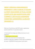 WEST VIRGINIA INSUARANCE PROPERTY AND CASUALTY EXAM LATEST 2024-2025 ACTUAL EXAM COMPLETE 200 QUESTIONS AND CORRECT DETAILED ANSWERS (VERIFIED ANSWERS)| ALREADY GRADED A+