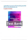 Test Bank for Applied Pharmacology for The Dental Hygienist 9th Edition by Elena Bablenis Haveles, All Chapter 1-26, A+ guide.