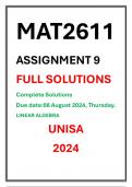 MAT2611 ASSSIGNMENT 9 COMPLETE SOLUTIONS UNISA 2024 LINEAR ALGEBRA Due date 8 August 2024