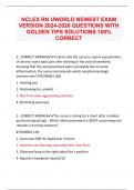 NCLEX RN UWORLD NEWEST EXAM  VERSION 2024-2026 QUESTIONS WITH  GOLDEN TIPS SOLUTIONS 100%  CORRECT